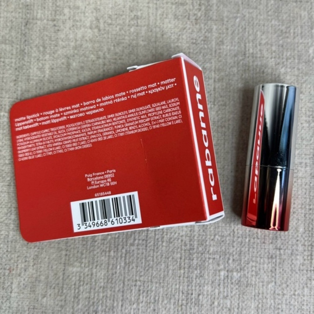 ❤️3 for $30❤️ Rabanne Famous Lipcolor Matte Lipstick mini in 636 Red Seal - Picture 7 of 10